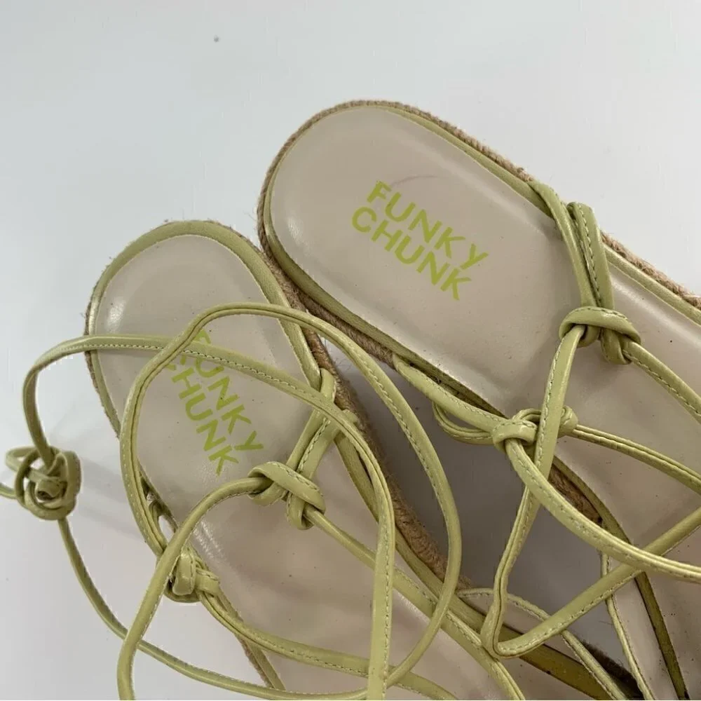 Funky Chunk sandals size 10 green chunky platform Espadrilles vintage 90s y2k